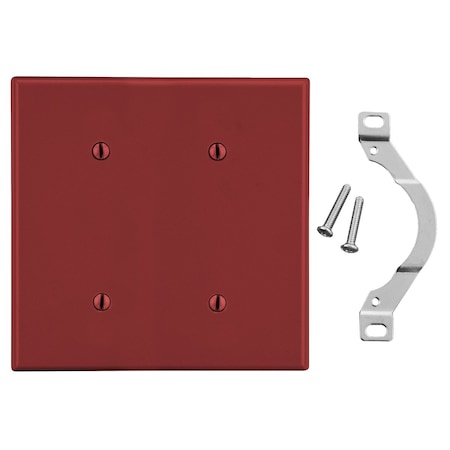 Hubbell Wiring Device-Kellems Wallplate, 2-Gang, 2 Strap Mount Blank, Red P24R